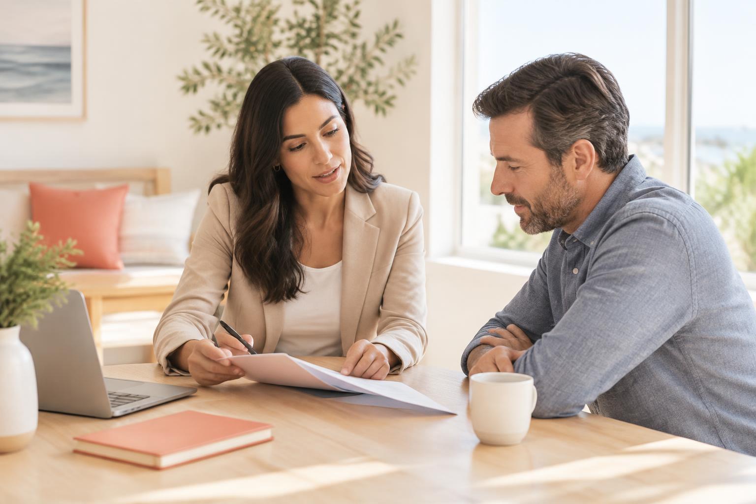 An advisor reviewing information with a prospective customer during a consultation